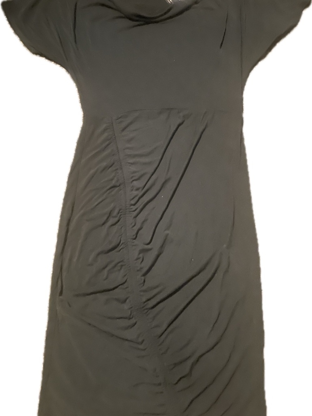 Forever 21 Black Midi Dress with Ruched Detail